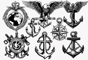 Cross with marine corps eagle globe and anchor tattoo idea