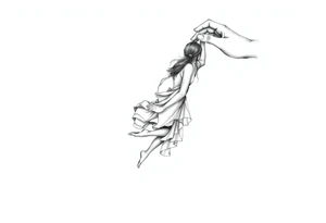 Girl falling and transitioning to standing. Surreal. Large hand helps her up tattoo idea