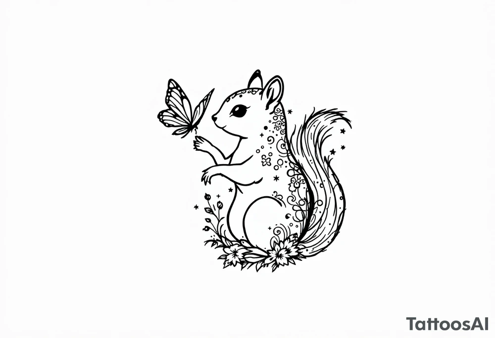A squirrel holding a butterfly tattoo idea