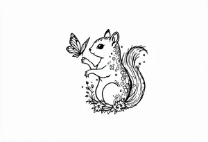 A squirrel holding a butterfly tattoo idea