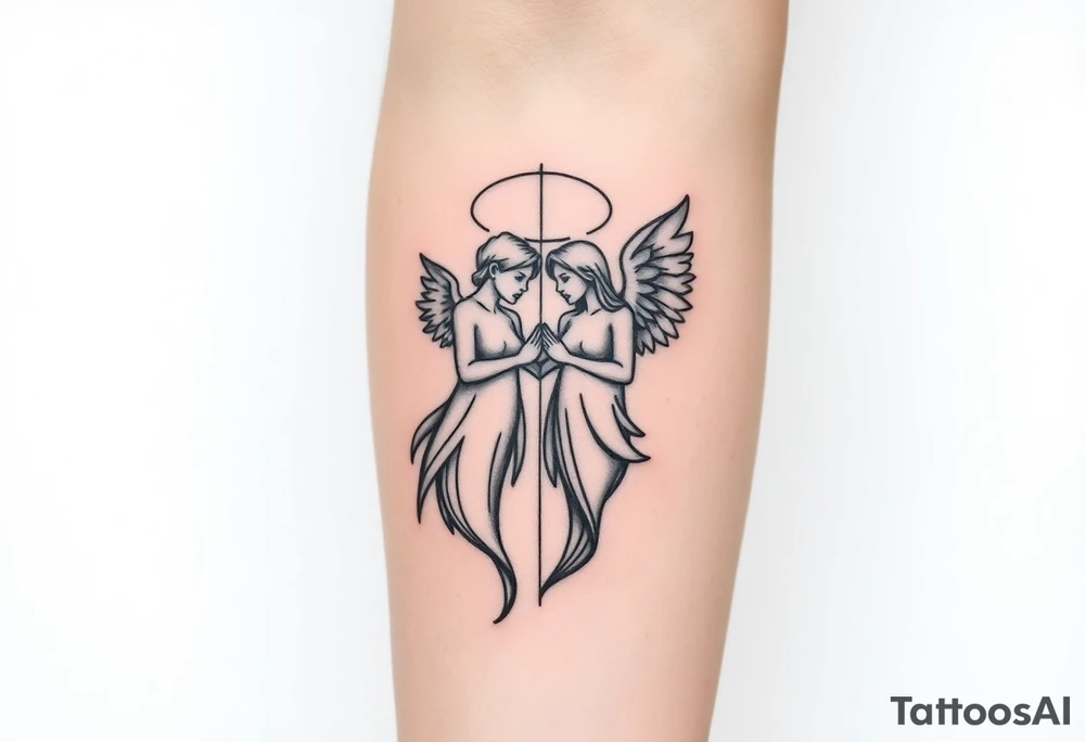 good and bad angel,two person tattoo idea