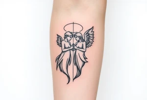 good and bad angel,two person tattoo idea