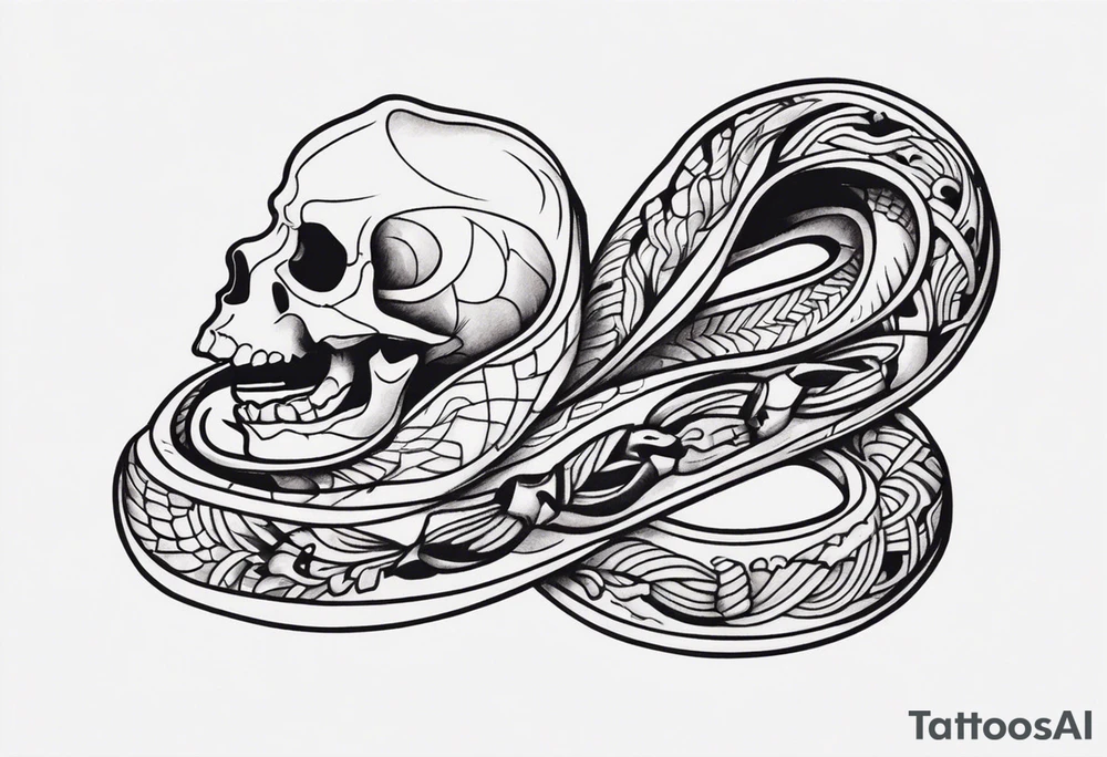 Skeleton inside snake tattoo idea