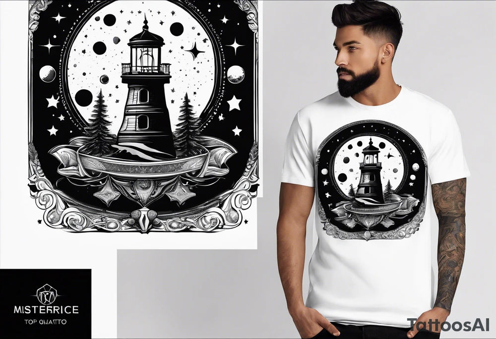 I want a tattoo-inspired design for a t-shirt that features a bold and detailed hourglass with astronomy tattoo idea