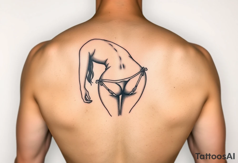 Woman bending over wearing a thong tattoo idea