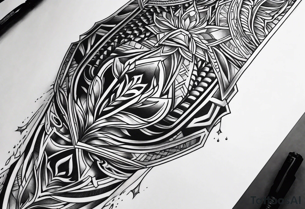 lower leg sleeve armor tattoo idea