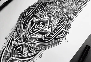lower leg sleeve armor tattoo idea