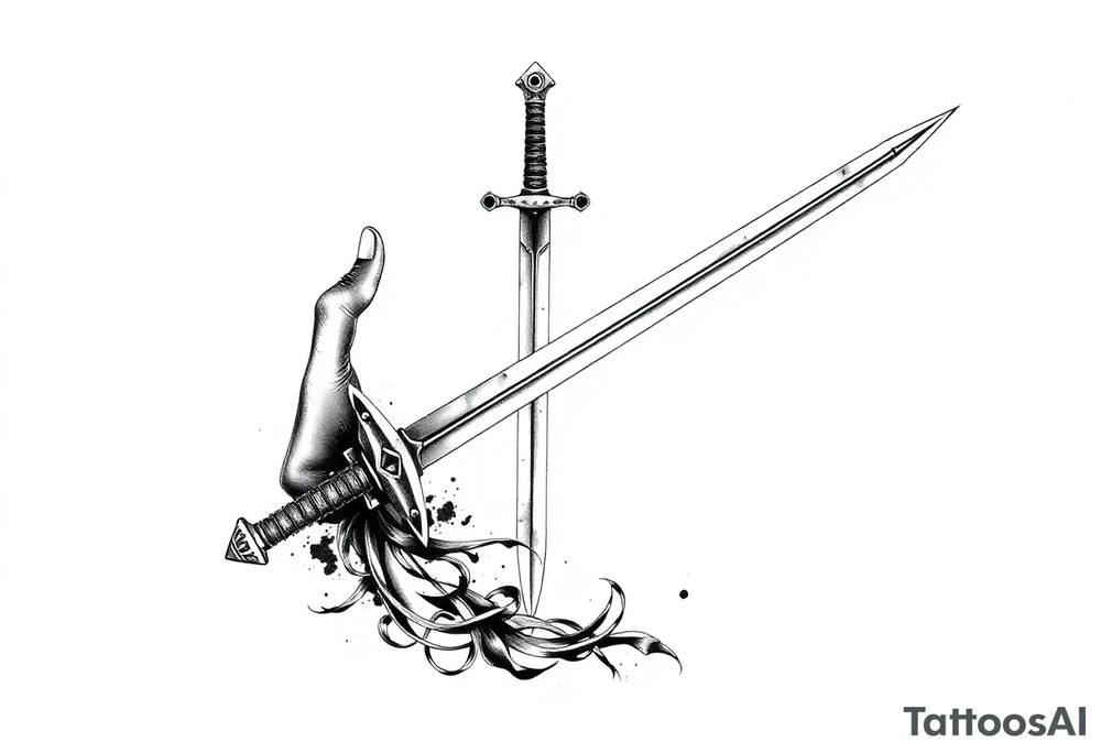 Life, sword, power, relentless, happiness tattoo idea