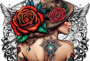 Independent Cross and a rose tattoo idea