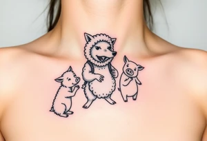 Big bad wolf in a sheep costume hunting 3 little pigs tattoo idea