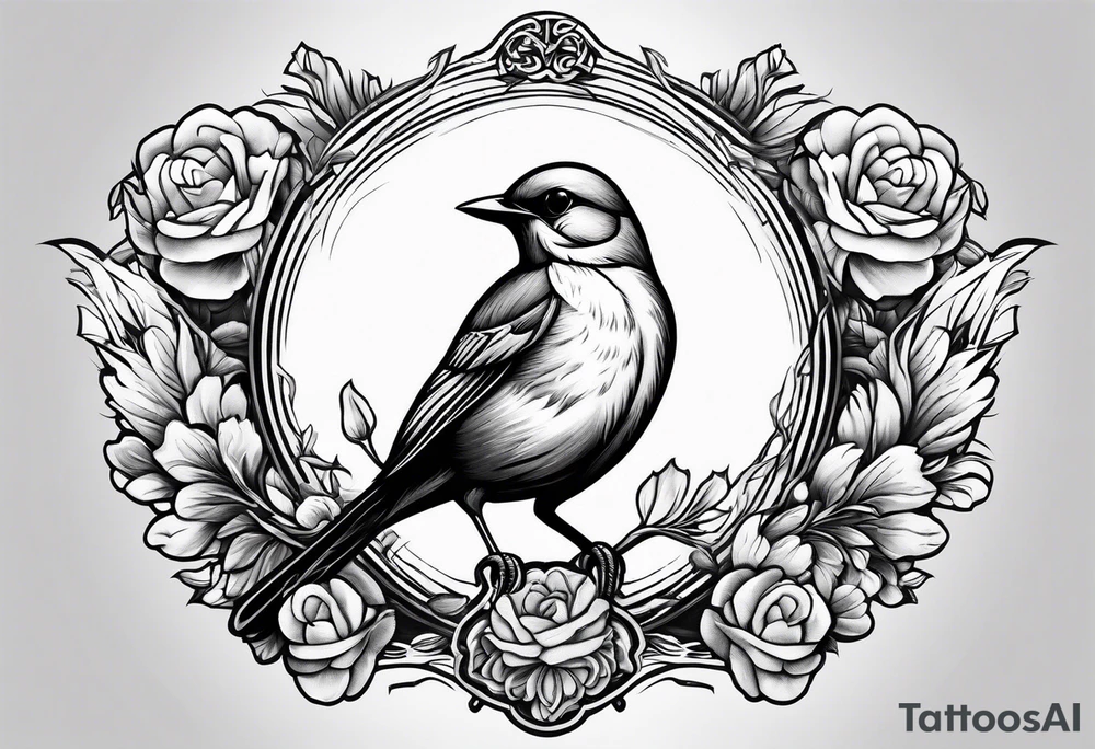 Nightingale bird with nurses cap cameo style tattoo idea