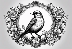 Nightingale bird with nurses cap cameo style tattoo idea