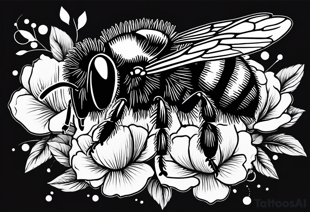 Harlow in cursive with a bumblebee flying off the end of the w tattoo idea