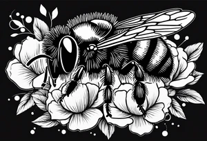 Harlow in cursive with a bumblebee flying off the end of the w tattoo idea