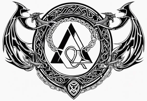 Valhalla sword shield dragon axe Valknut barbed wire chains fire tattoo idea
