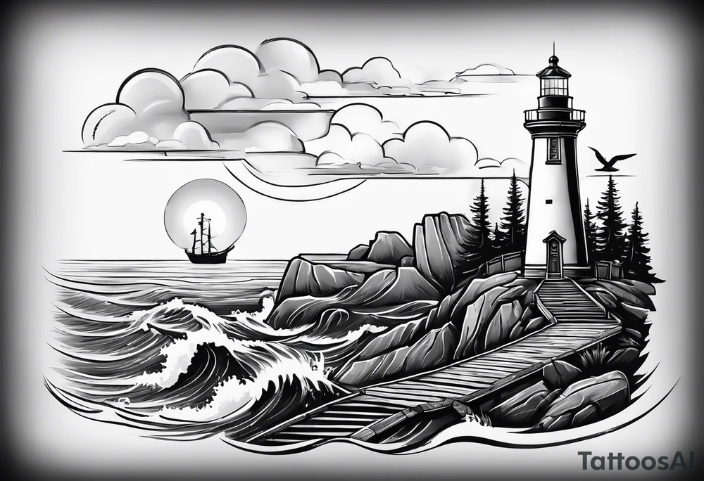 Lighthouse and anchor that says "my beacon, my anchor" tattoo idea