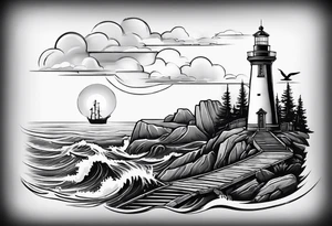 Lighthouse and anchor that says "my beacon, my anchor" tattoo idea