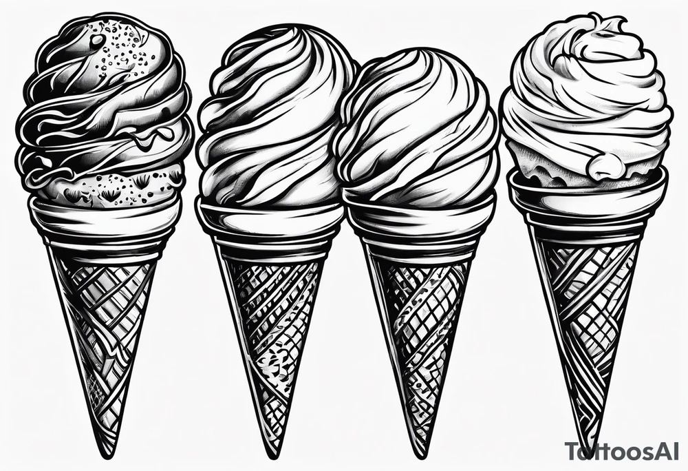 ice cream cone with one round scoop of ice cream tattoo idea