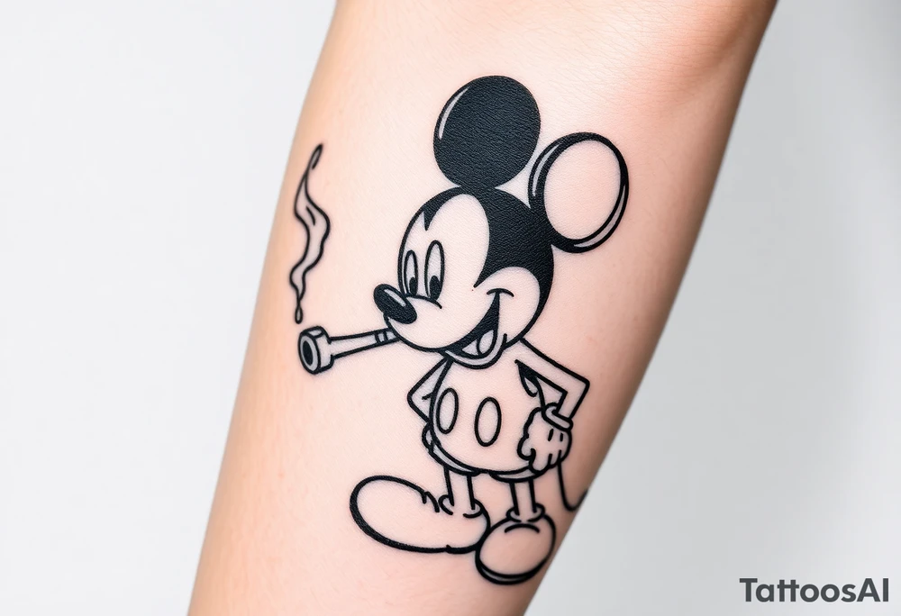 Mickey mouse smoking a meth pipe tattoo idea