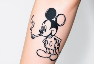 Mickey mouse smoking a meth pipe tattoo idea