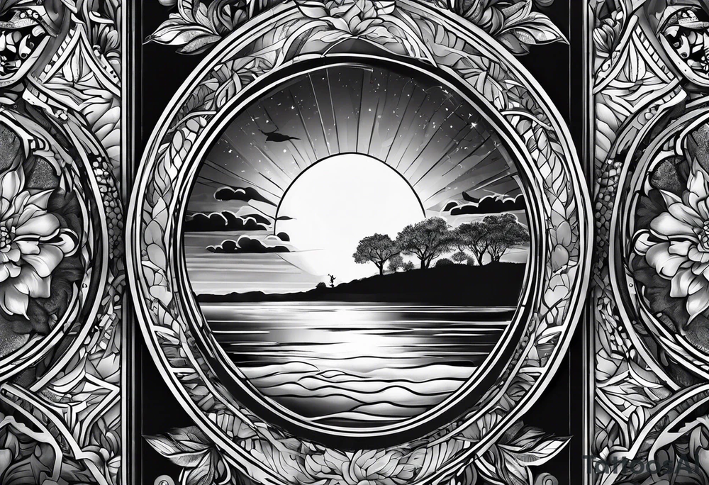 grandfather memorial sunset tattoo idea