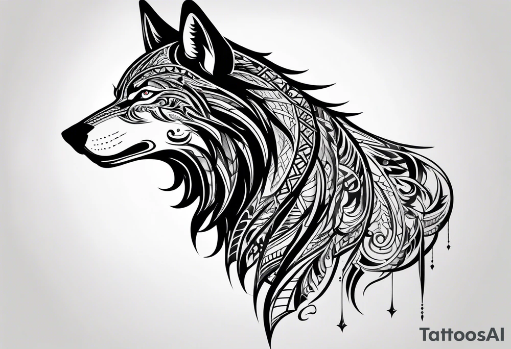 black wolf tribal tattoo idea