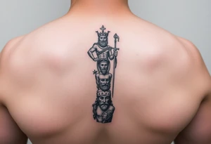 Greek gods stacked up vertically on the calf tattoo idea