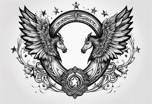 horseshoe with stars and wings open tattoo idea