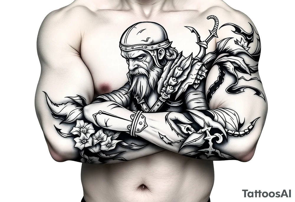 Weary warrior taking a break tattoo idea