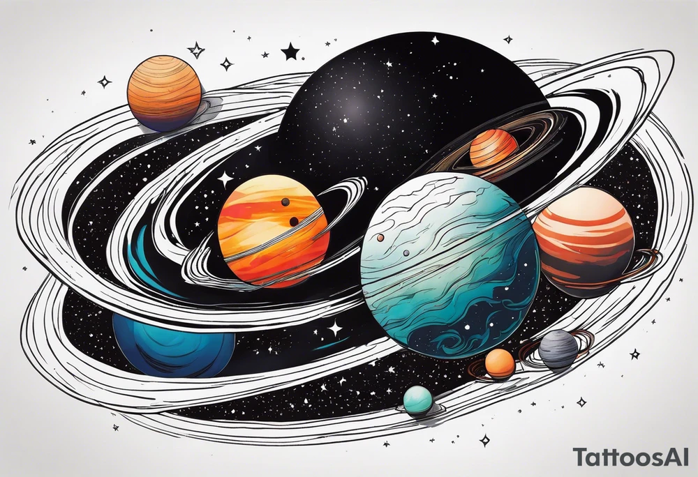 Planets orbiting a black hole. tattoo idea