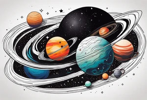 Planets orbiting a black hole. tattoo idea