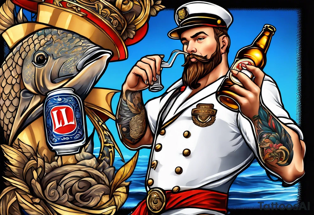 sailor drinking miller lite tattoo idea