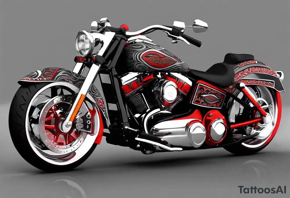 Arm sleeve, black, gray, silver, red, tribal, fire, motorcycle, Harley Davidson, Folkstyle wrestling tattoo idea