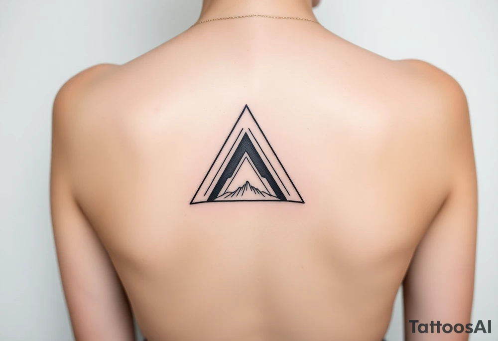 Geometric small triangle about different paths in life merge together and become stronger together while being psychedelic tattoo idea