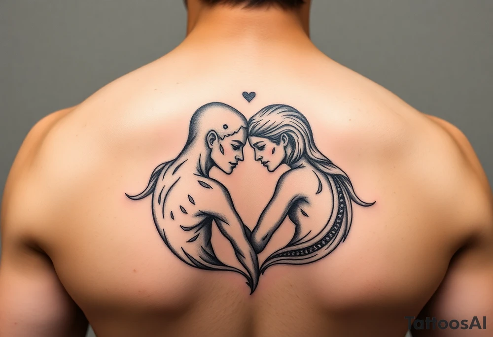 Two lost souls merging into one representing one love tattoo idea