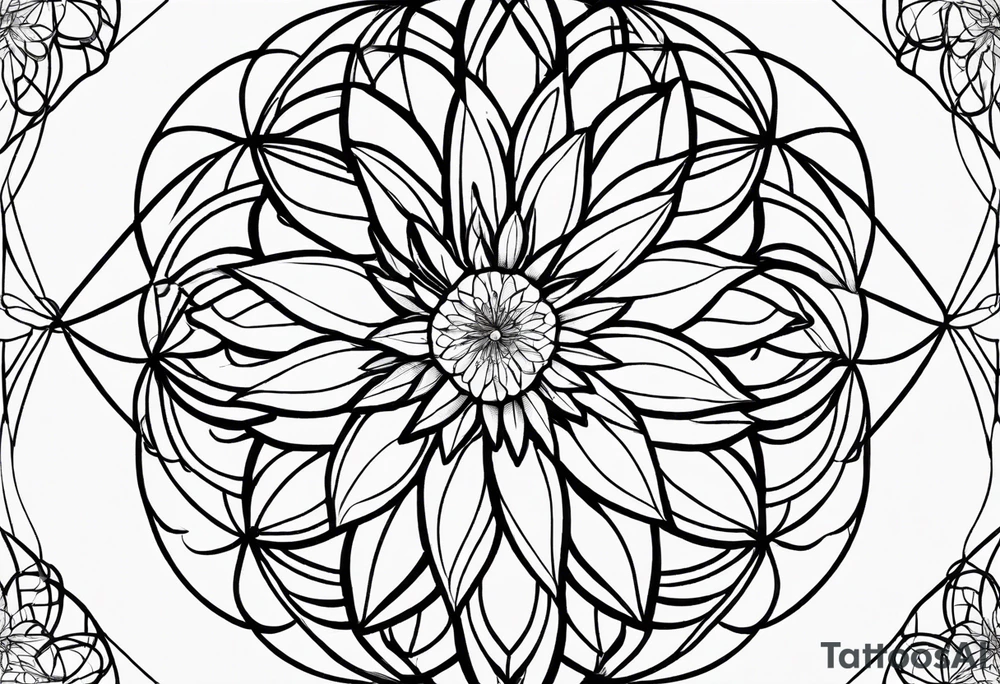 Linear minimalistic flower of life, tattoo idea