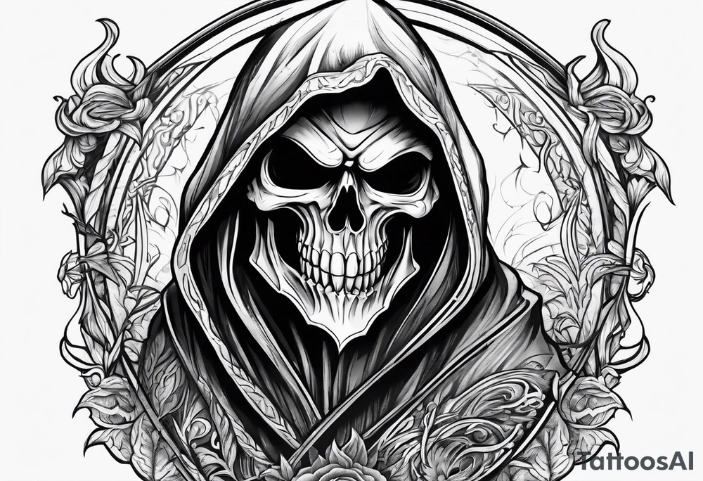 Scary reaper smiling tattoo idea