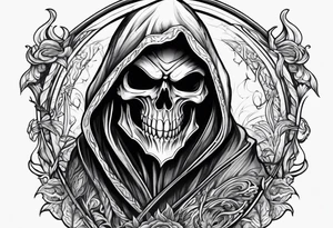 Scary reaper smiling tattoo idea
