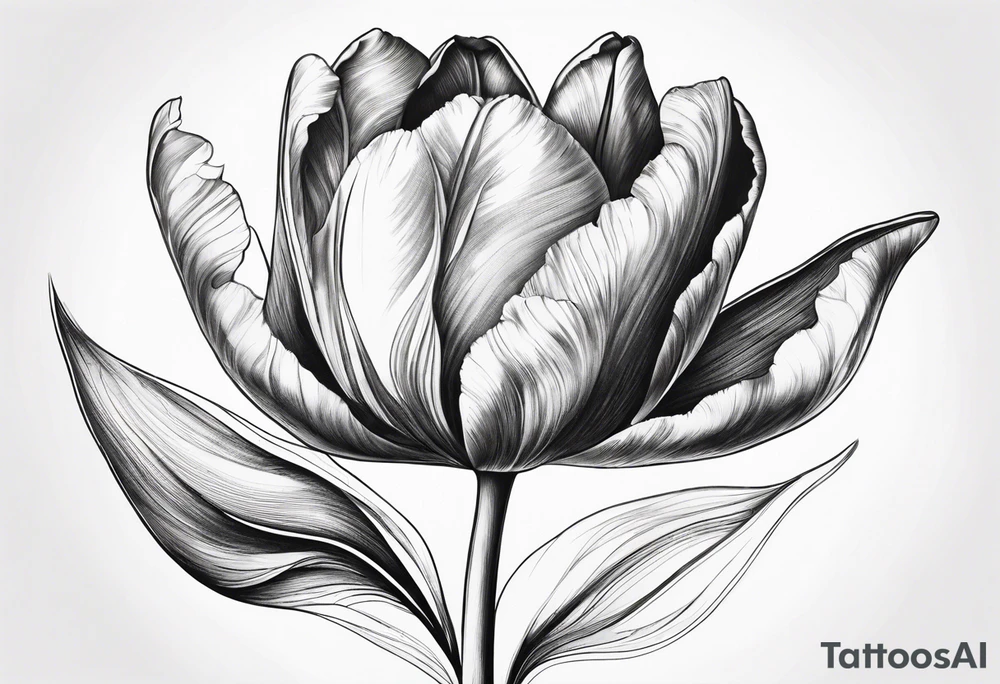 Tulip flower with music note on the stem tattoo idea