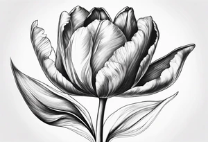 Tulip flower with music note on the stem tattoo idea