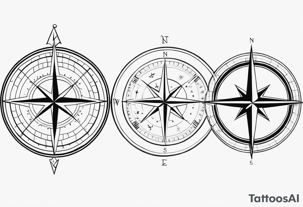 half sleeve compass tattoo idea