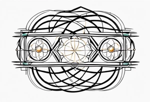 armband tattoo, masculine, narrow, horizontal with quantum bound atoms pattern tattoo idea