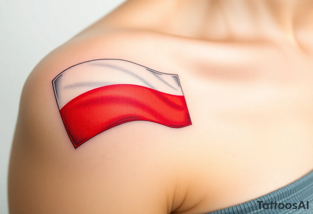 A waving Czech flag with realistic fabric texture, its red, white, and blue colors appearing vibrant and dynamic. tattoo idea