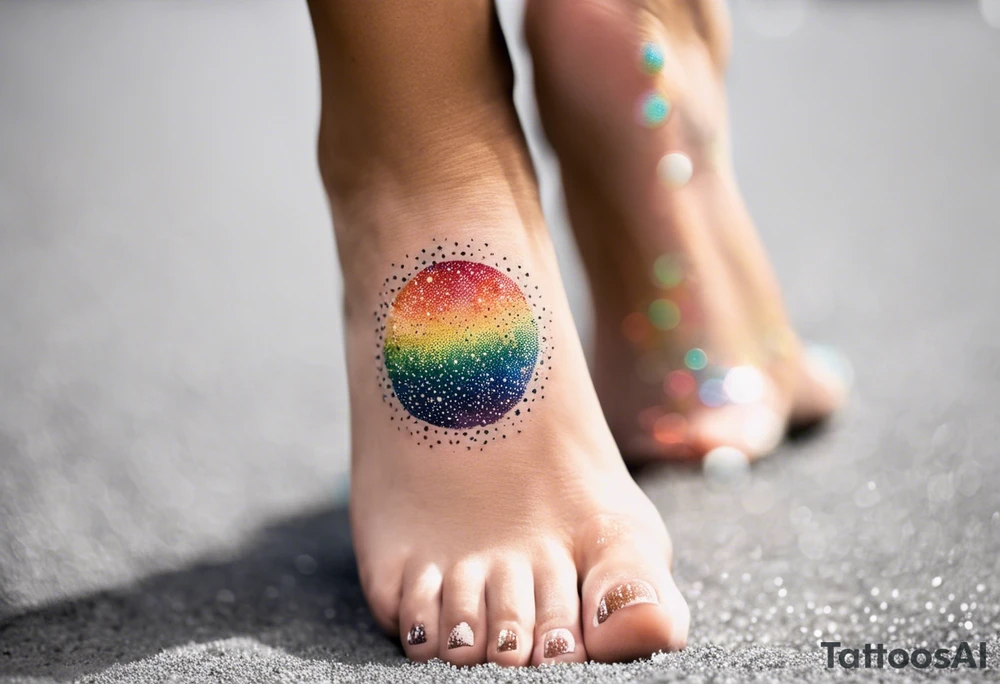 "You never walk alone" stars and rainbow color tattoo idea