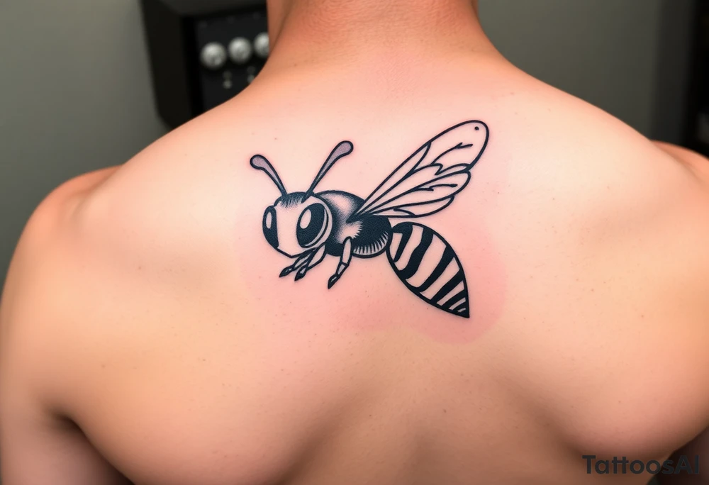 Angry hornet flying with arched body tattoo idea