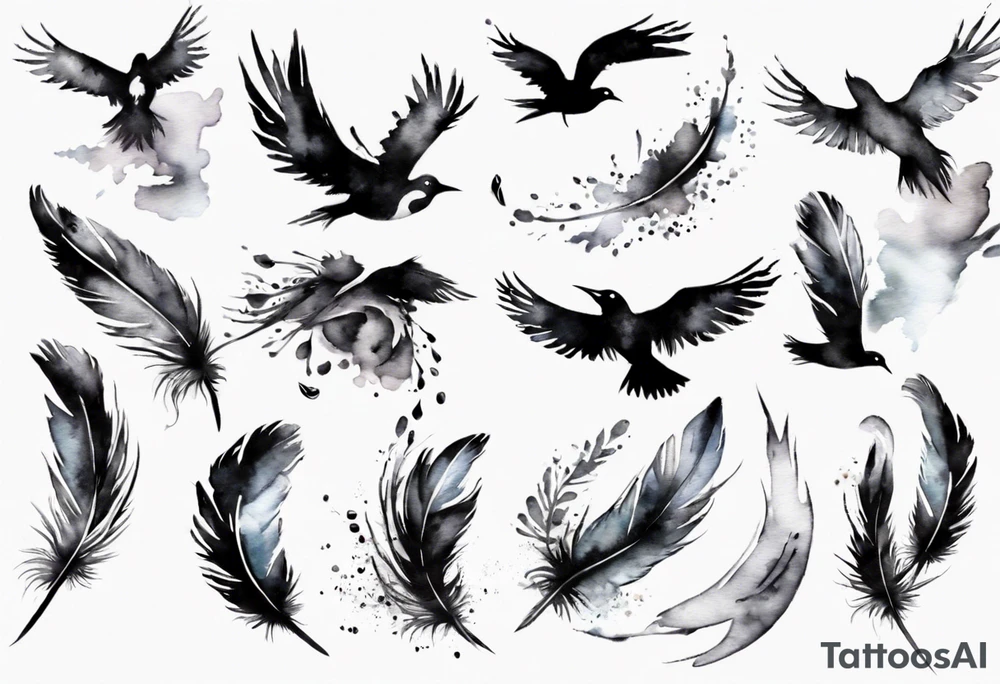birds flying out from a feather tattoo idea