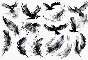 birds flying out from a feather tattoo idea