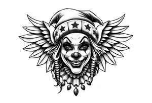 Clown Girl Thug Beanie Angelic Wings tattoo idea