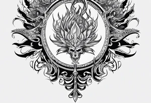 trident in fire tattoo idea