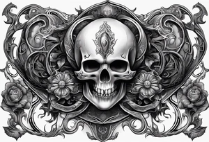 H.R. Giger mean skulls, water flow shapes, geometric shapes, flowers tattoo idea